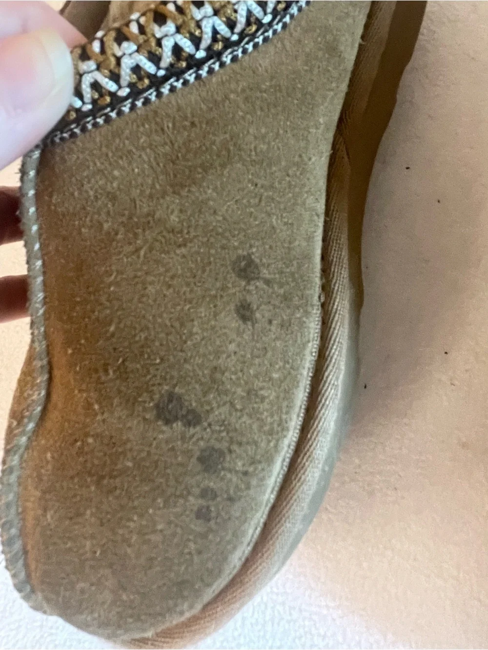 UGG Kids Chestnut Suede Slip-On Slippers with Braided Trim